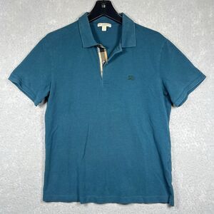 Burberry Brit Polo Shirt Men's Medium Petrol Blue Embroidered Logo 3952876